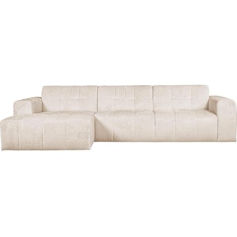Mobilier Deco – Canapé d'angle gauche en tissu capitonné beige – 5 places – Confort optimal – Design élégant – Dimensions 250x200cm (1/5)