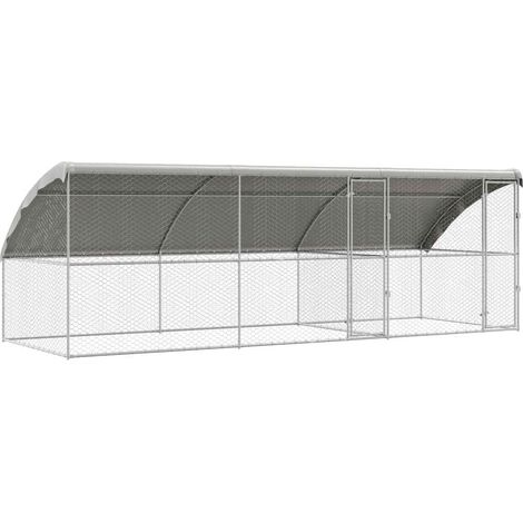 Kennel pour Chiens 3 pcs Argenté 6 x 2 x 2 m Acier galvanisé (1/5)