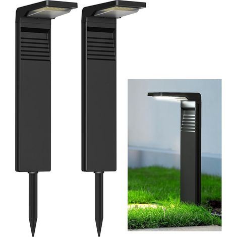 Solarlampe für den Außenbereich, Garten, 2 Stück, 30 LEDs, wasserdicht IP65, Solarstrahler für den Außenbereich mit 2 Beleuchtungsmodi für den Boden, Hof, Auffahrt, Weg [Energieklasse E] (1/5)