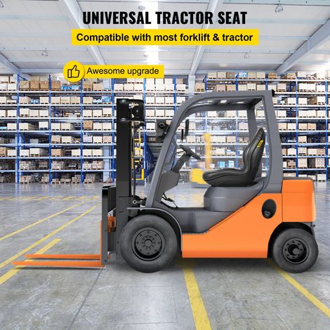 Siège de Chariot Élévateur à Fourche, Lot de 2, Siège de Tracteur à Dossier Haut Compact en Vinyle Noir, avec Trous de Drainage, Si… (1/5)