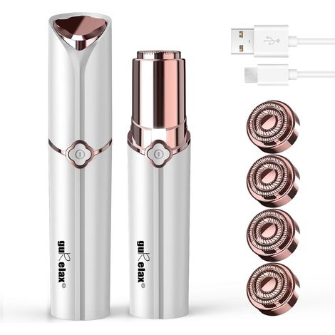 Épilateur facial pour femme, 4 têtes de rechange incluses, rasoir rechargeable pour le visage, épilateur indolore pour les joues, le menton, les bras (1/5)