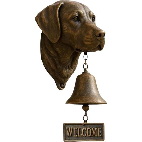 1 Sonnette De Porte Chien Design Rustique Bronze Antique Pour Mur Jardin Porche Maison
