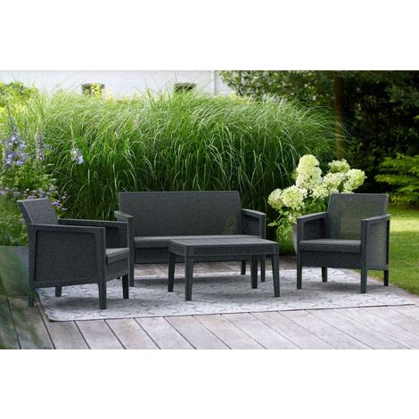 Keter Set Salotto da Giardino Atlas Finitura Juta Grafite con Cuscini (1/5)