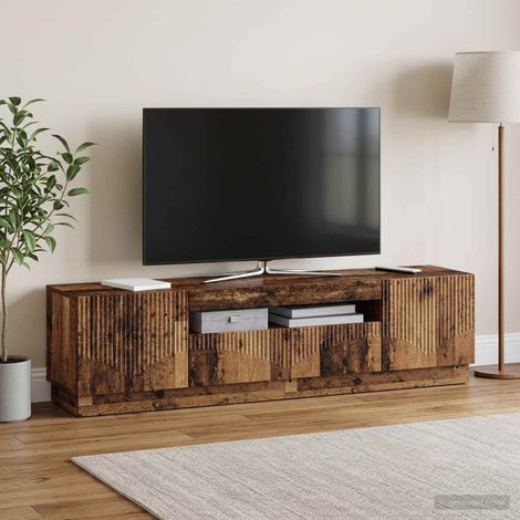 vidaXL Meuble TV LED Bois ancien Bois d'ingénierie (1/5)