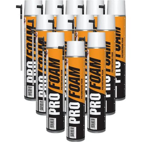 Confezione da 12 PRO FOAM schiuma poliuretanica, manuale PU, 700 ml