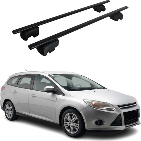 OMAC Dachtrager Quertrager für Ford Focus III Turnier 2011-2018 – City Crash getestet – ISO PAS 11154:2006 – Abschliessbar – Max 75 kg – 2 Stangen Stahl Schwarz (1/5)