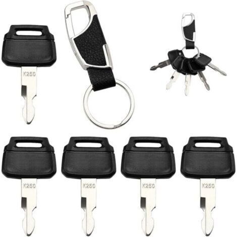 5 Pieces K250 Replacement Ignition Keys, Replacement Ignition Keys, Factory Ignition Keys, with Key Ring, Compatible with Kawasaki Kobelco Loaders (1/5)