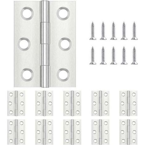 pair Lot de 20 Charnières Piano Acier Inoxydable 44 x 31 mm Pour Portes Fenêtres Armoires Avec Vis (1/4)