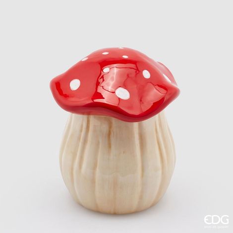 EDG Enzo De Gasperi Contenitore Fungo H 18 Cm D 15 Cm White Red