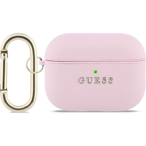 Funda Guess Classic Logo con textura granulada para AirPods Pro 3, color rosa. (1/4)