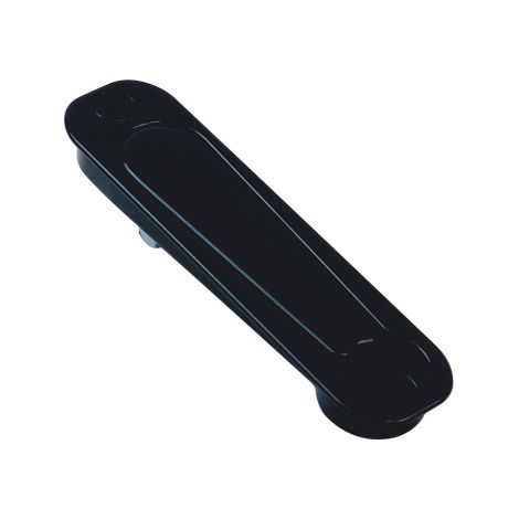 Kintech – Poignée cuvette escamotable pour coulissant simple – Finition noir RAL9005 – Fraisage oblong 28x124 mm – Embase ovale 130x32 mm