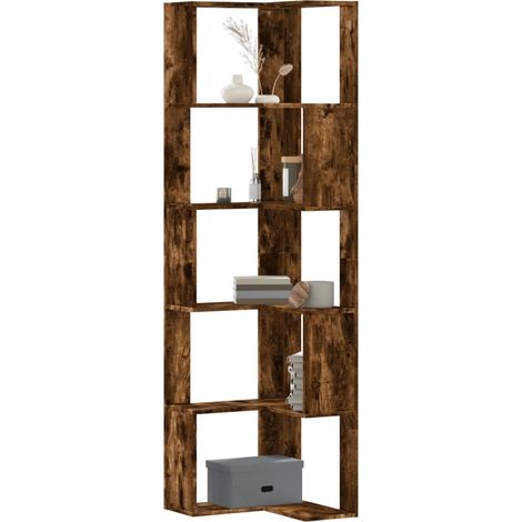 Eck-Bücherregal 5 Böden Räuchereiche 50x50x179 cm Holzwerkstoff