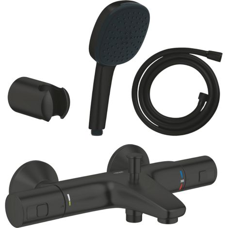 Pack mitigeur Thermostatique bain douche GROHE Precision Start + Douchette 2 jets Vitalio Comfort 110 avec flexible et support