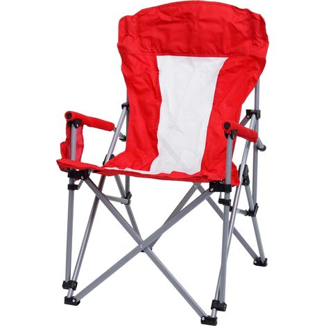 Sedia pieghevole campeggio con portabevande HHG-495 acciaio nylon tessuto a rete rosso