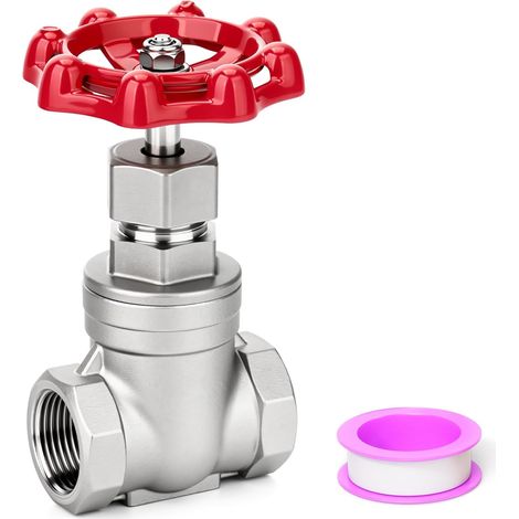 Vanne à guillotine robuste en acier inoxydable 304, 3/4" BSP femelle x 3/4" BSP femelle, vanne rotative à poignée à roue, 200 WOG, pour l'eau, l'huile, le gaz et la plomberie industrielle (1/5)