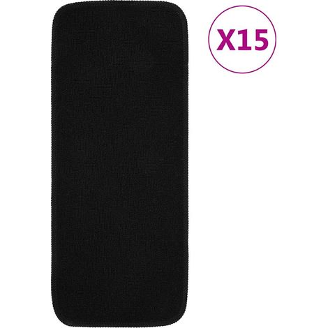 Tapis d’escalier antidérapants 15 pièces en PP noir 25 x 60 cm - PANGIVO (1/5)