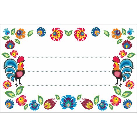 Etiquetas autoadhesivas con diseño folklórico, 85/55 mm, 20 unidades  660058