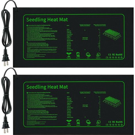 Lot de 2 Tapis Chauffants pour Semis 25x53 cm - Coussin Thermostatique Imperméable Idéal pour Germination et Plantation Intérieure (1/5)