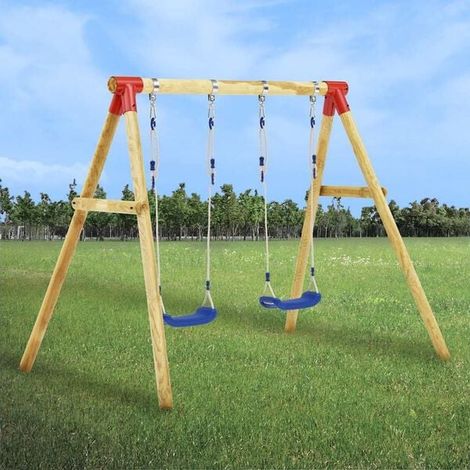 Balançoire enfant : Ensemble de balançoire 3 places Acier jeu extérieur enfant, aire de jeu jardin, balançoire enfant , pour jardin, usage domestique , enfant 3-8 ans (1/5)