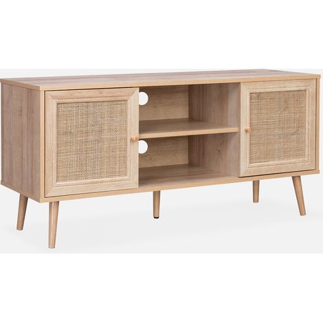 Mueble TV de caña trenzada, 120cm (1/5)