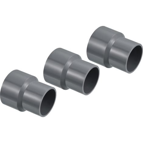 PVC Réducteur Tuyau Raccord 50x40mm 3 Paquet Droit Couplage Gris (1/5)