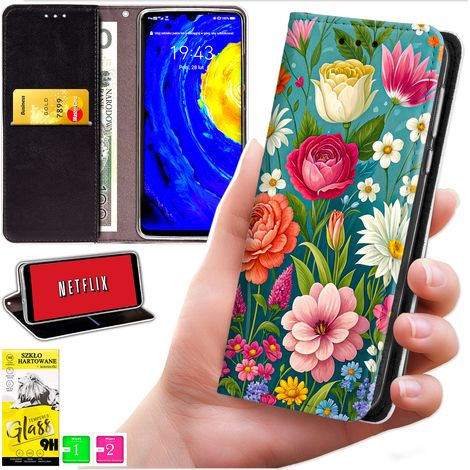 Custodia a portafoglio per Realme 14 Pro 5G - Stampa Bluemoon + Vetro 9H (1/5)