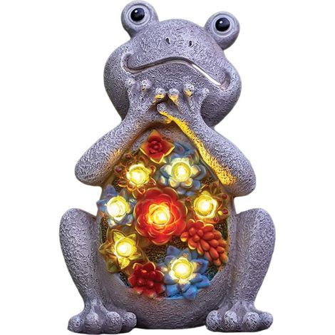 Statue De Grenouille Solaire Decoration Jardin Exterieur - Sculptures de Grenouilles Deco avec Lampe LED Solaire pour Exterieur Idee Cadeau Femme Hommes Maman Salon Balcon Chambre Decoration (1/2)