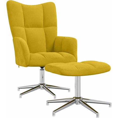 Maison Exclusive - Relaxsessel mit Hocker Senfgelb Samt