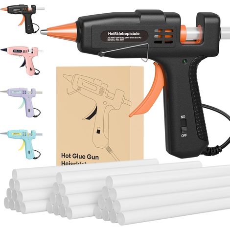 Pistolet à colle chaude ignifugé avec 30 bâtons de colle chaude, pour bricolage artistique, travaux manuels et réparations rapides à la maison et au bureau, pistolet à colle de 20 W (noire) (1/5)