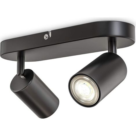 Faretto da soffitto 2 faretti orientabili e regolabili nero opaco lampadine non incluse (1/4)
