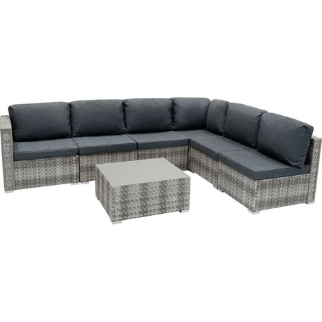 Rattan Modular 7 Piece Furniture Set - Grey