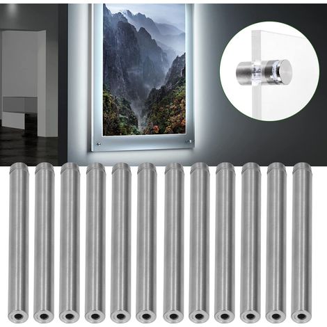 Ensemble de 12 vis de fixation en acier inoxydable, vis de support mural 12120MM, kit de vis publicitaires pour le montage de cadres photo en acrylique et de matériel en verre. (1/5)