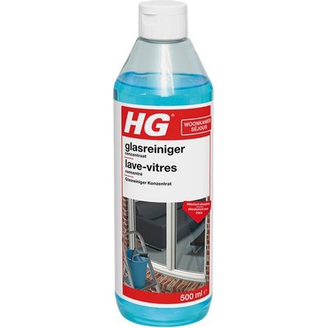 Lave-vitres concentré 500 ml – Formule super concentrée sans ammoniac – Nettoyage en profondeur pour vitres professionnelles – pH neutre – HG