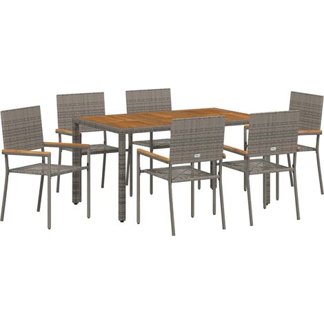 Maison Exclusive - Garten Essgruppe 7 pcs Grau Poly-Rattan