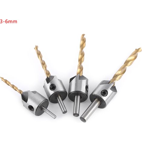 Mèche à fraiser pour bois, 4 pièces (3-6 mm) avec clé hexagonale, outil de perçage menuiserie (1/2)