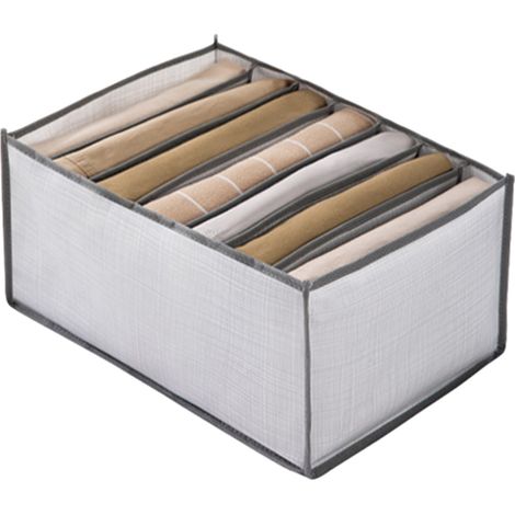Boîte de rangement pour chaussettes et sous-vêtements avec couvercle, pliable, séparateur de tiroir de penderie, en lin et coton, idéale pour ranger chaussettes et sous-vêtements dans une penderie. (1/5)
