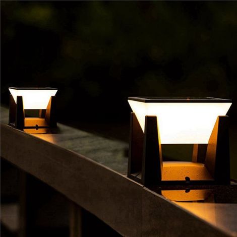 2X Lampadaire Solaire D'Extérieur Moderne à LED, Éclairage de Pilier Solaire, Lampe de Clôture Étanche, Éclairage de Terrasse, (1/5)