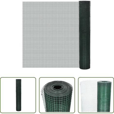 vidaXL Protection des arbres - Grillage Acier galvanisé et revêtement en PVC 25 x 1 m Vert (1/5)