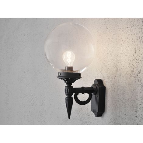 Außenwandleuchte ORION Aluminium Schwarz mit Glaskugel, Höhe 44cm (1/5)