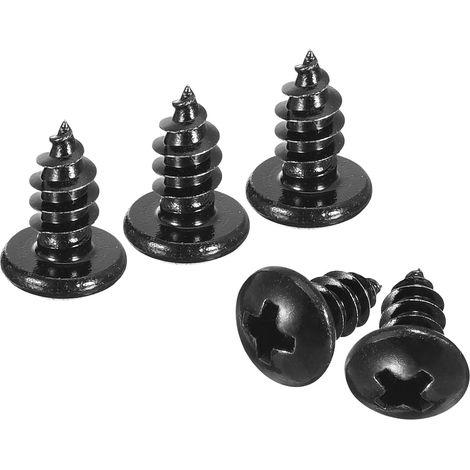 Vis Autotaraudeuses - 50 Pièces - Acier Inoxydable 304 Noir - Tête Cylindrique Phillips 5x10mm - Bois et Métal Intérieur Extérieur (1/5)