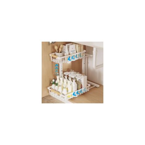 Organizador de lavabo de baño Crezuo de 2 niveles con altura ajustable