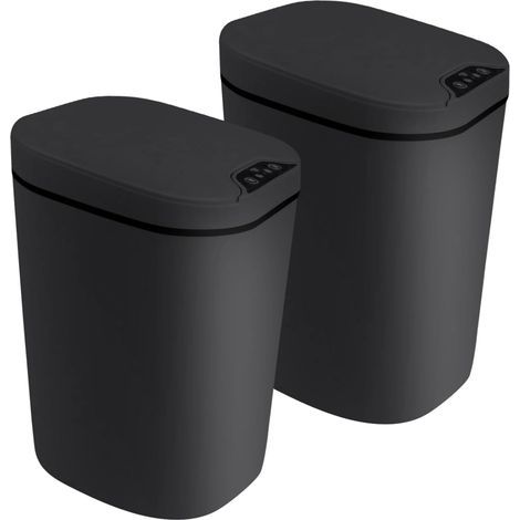 Set aus 2 automatischen Sensor-Abfalleimern, 12 l, mit Bewegungsmelder, aus Kunststoff, berührungslos, mit Soft-Close-Deckel, für Küche, Bad und Büro. (1/5)
