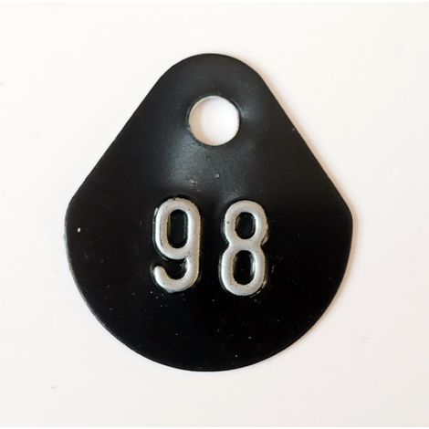 Chiffre goutte d'eau fond noir (à l'unité) estampé "98" en relief blanc hauteur d'écriture 11mm DERANCOURT