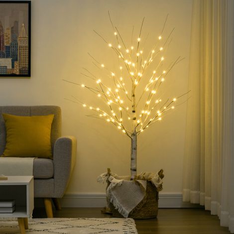 Albero di Natale Bianco con Luci LED e 12 Rami per Interni ed Esterni, Albero di Natale Artificiale in PP e Metallo, 22x22x150 cm (1/5)