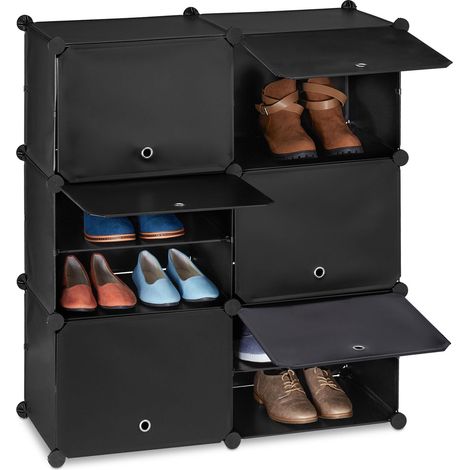 Zapatero negro con 12 compartimentos