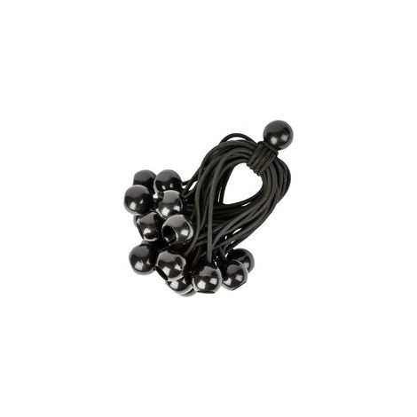 Cordons Élastiques avec Boules - Lot de 25 x 23 cm Tendeurs Universels avec Attaches - Sangle Elastique Résistant Parfaite pour le Camping, les Bagages & Bâches - Noir (1/5)