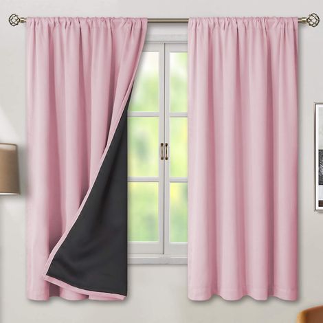 BEAFACE Rideaux occultants 100% en deux parties, rideaux épais isolants thermiques et phoniques, rideaux pare-soleil (rose, 132160cm) (1/5)
