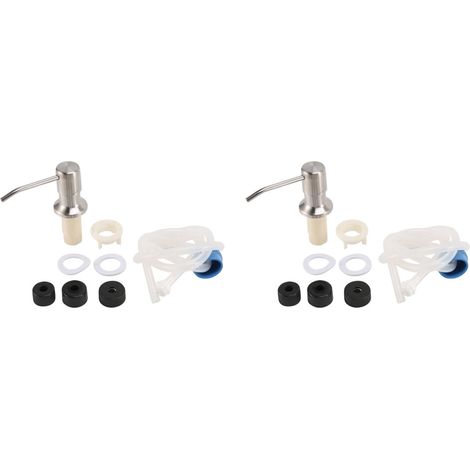 2 dispensadores de jabón para fregadero de cocina con cabezal de bomba integrado para encimera (plateado) (1/4)