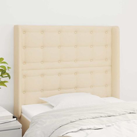 vidaXL Cabecero con orejas de tela color crema 103x16x118/128 cm (1/5)