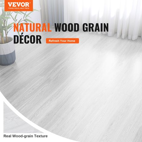 Revêtement de sol en vinyle auto-adhésif 9900 mm x 600 mm, dalle de sol DIY en bois gris clair, 1,5 mm d'épaisseur à décoller et à… (1/5)